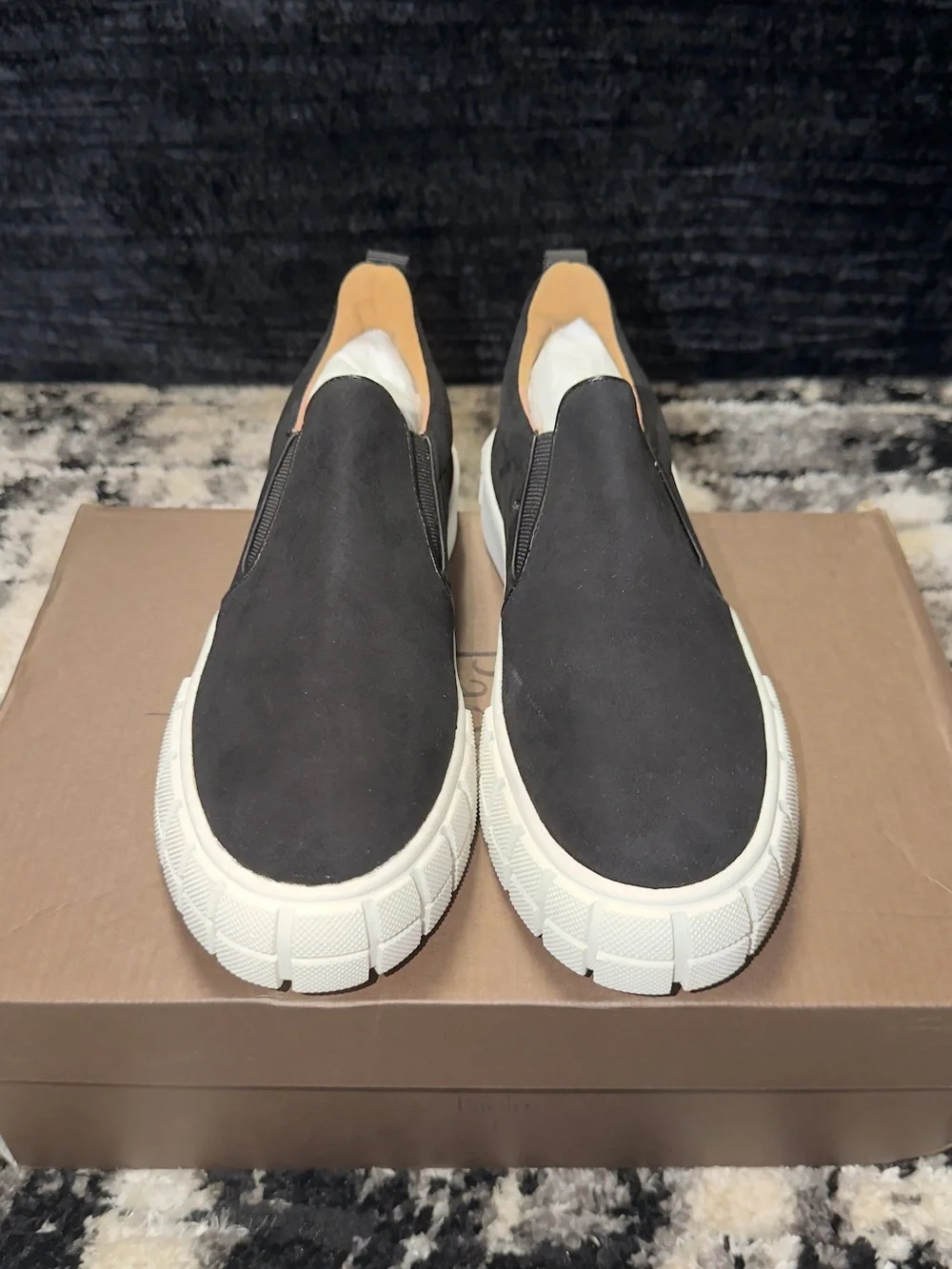 Paolo Women's Black Slip-On Loafers with White Sole